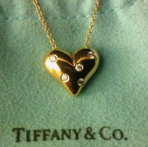 Tiffany & Co Diamond 18K/PT 950Gold Heart Necklace